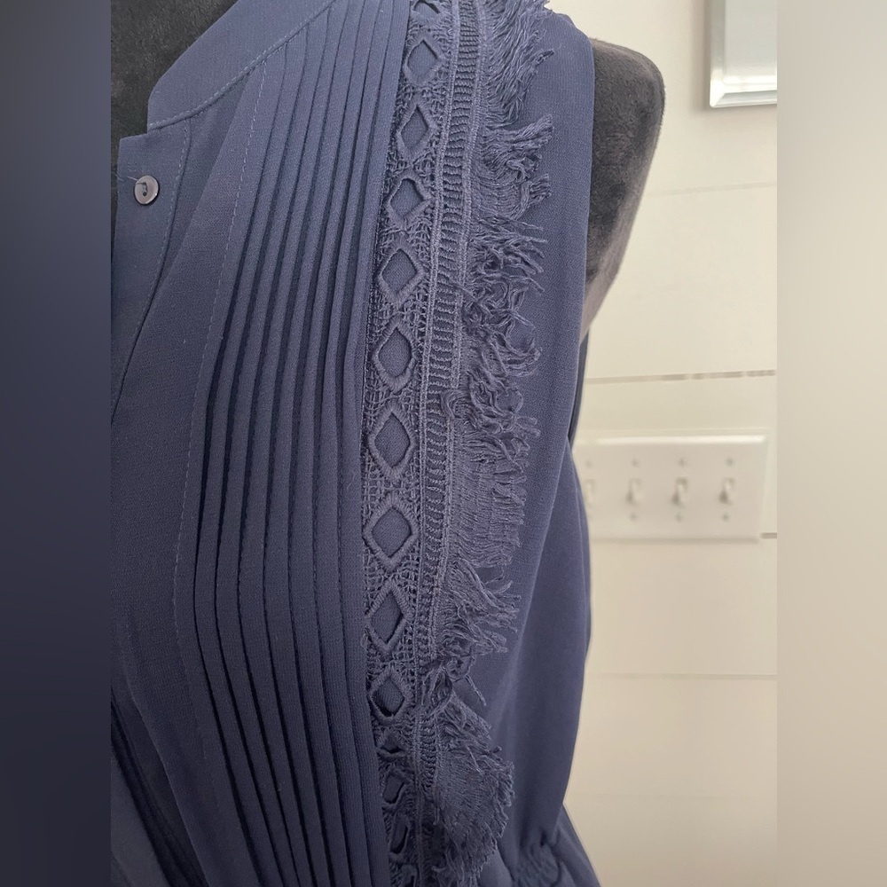Greylin mini sleeveless dress size medium, navy blue fully lined,Like New preppy - Picture 3 of 7